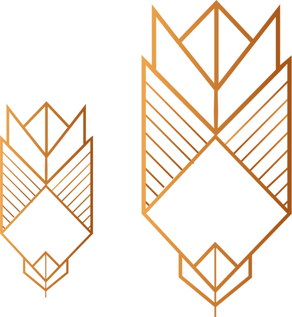 Ornamental Gold Geometric Motifs with Transparent Background