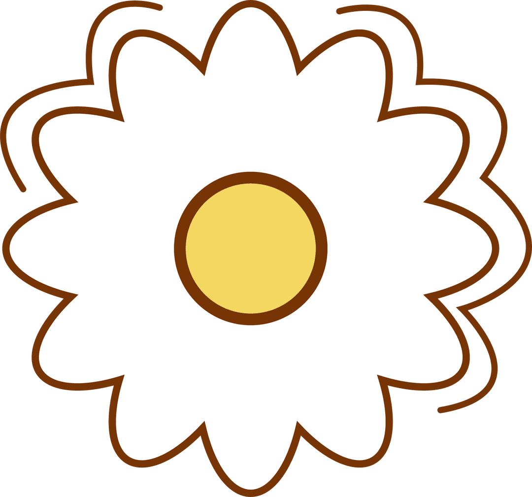 Minimalistic Stylized Transparent Daisy with Squiggles