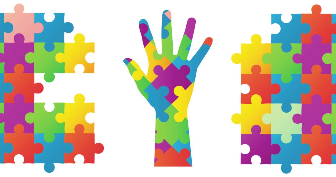 Colorful Puzzle Hand Symbolizing Autism Awareness and Support