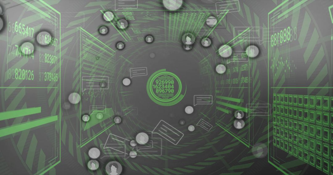 Futuristic Data Stream Tunnel with Digital Elements