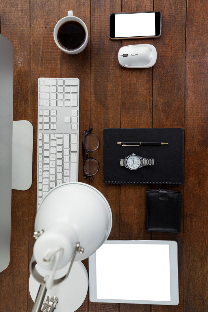 Modern Transparent Office Workspace with Gadgets and Accessories - Download Free Stock Images Pikwizard.com