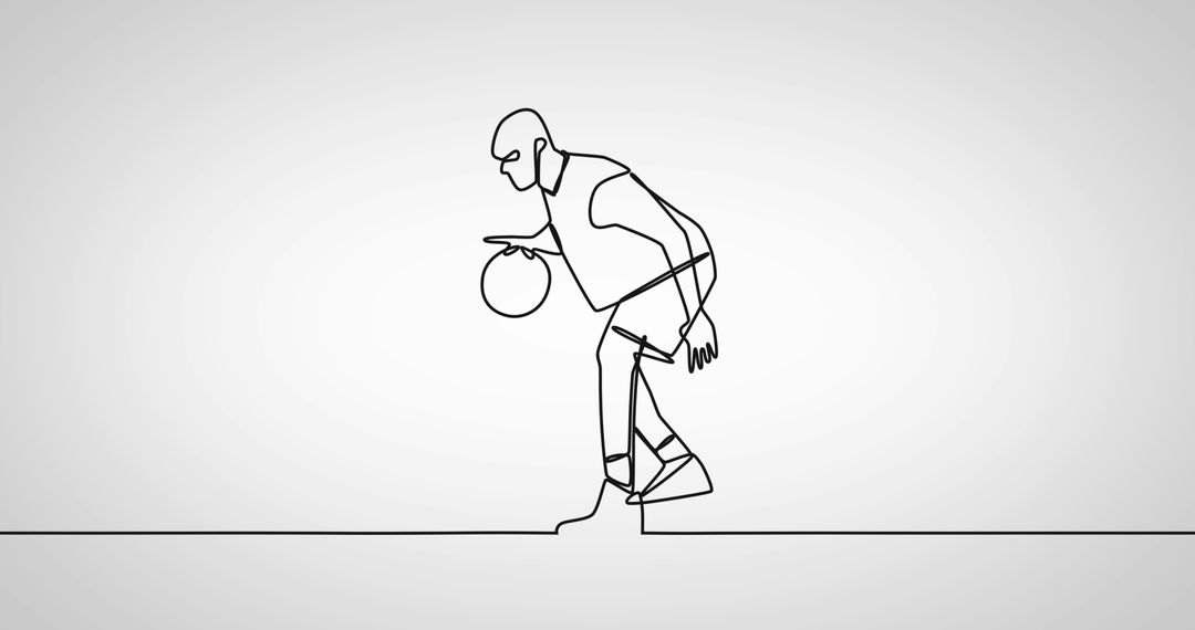 Minimalist Line Art of Basketball Player with Ball