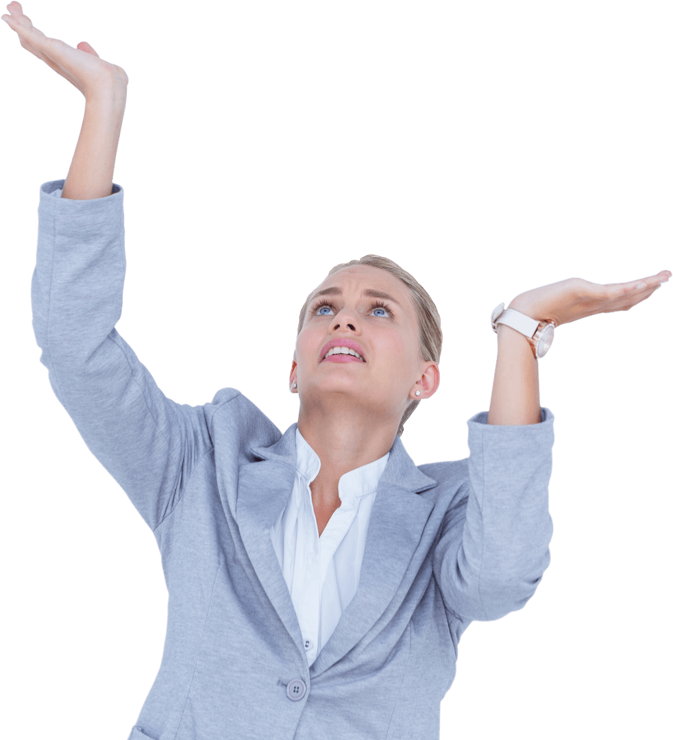 Transparent Businesswoman Holding Empty Space Ilustration