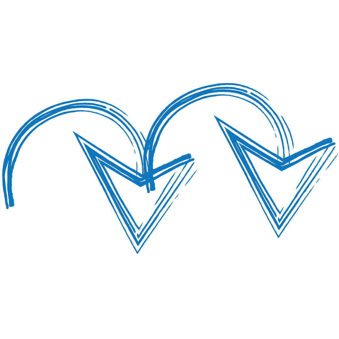 Blue Directional Arrows on Transparent Background Expertly Drawn