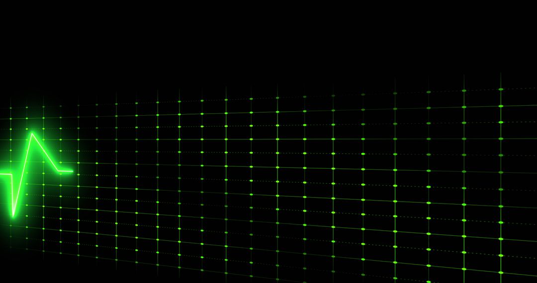 Vibrant Green ECG Display on Black Background Media