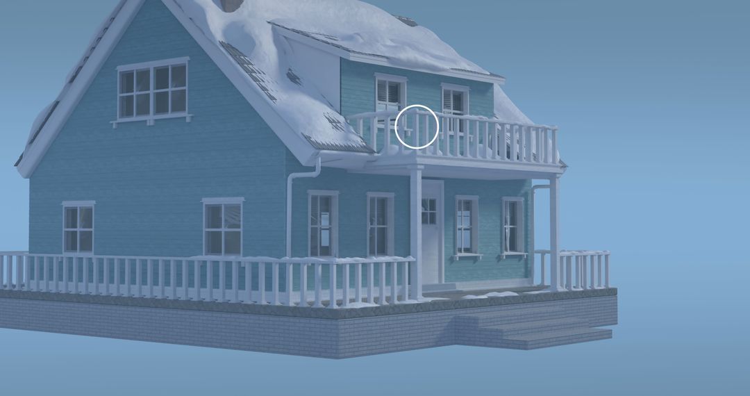 Digital Connections Surrounding Snowy House Conceptual Art