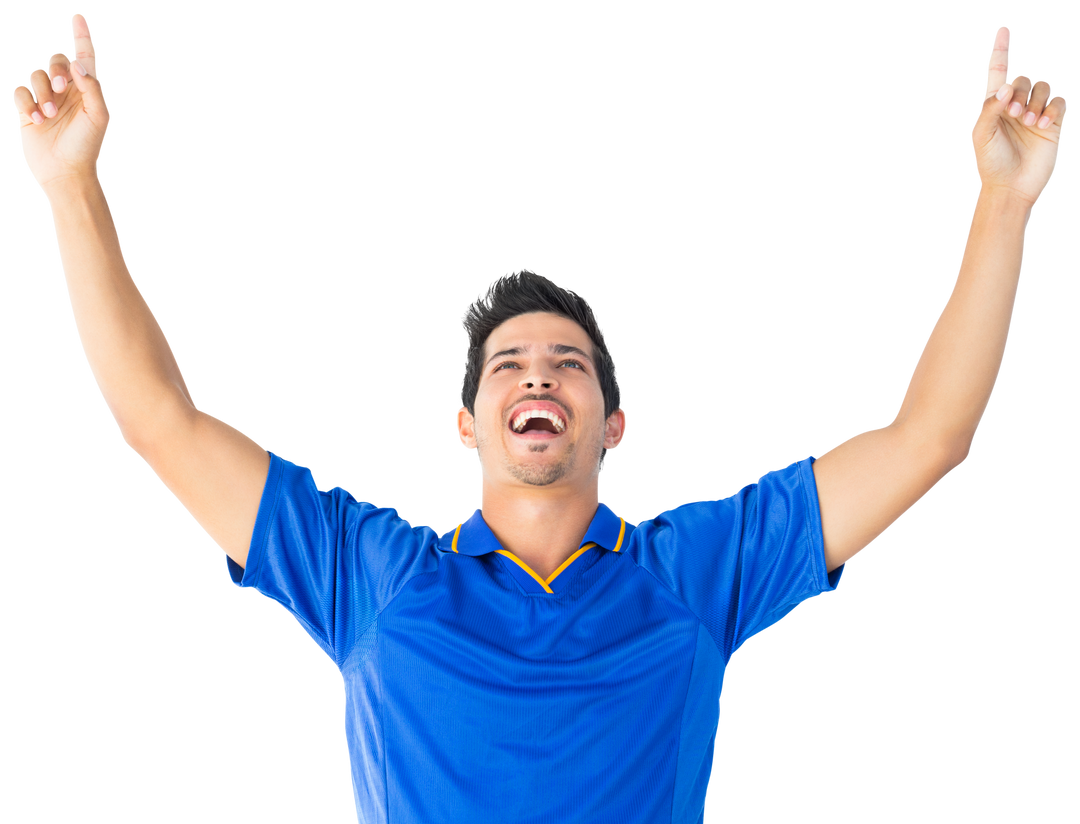 Celebrate Victory with Smiling Footballer on Transparent Background - Download Free Stock Images Pikwizard.com