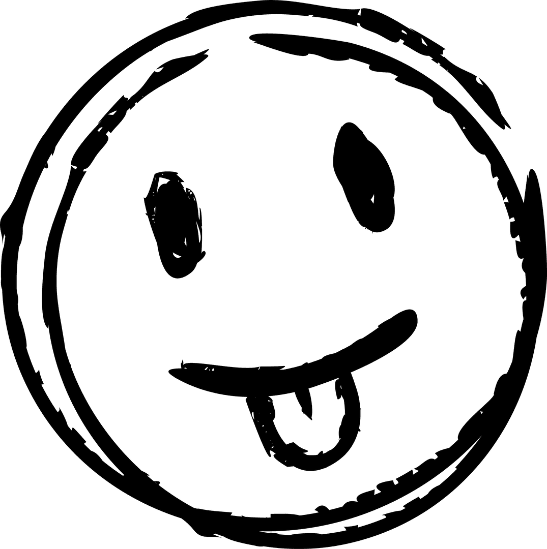 Hand-drawn Smiley Face Doodle on Transparent Background