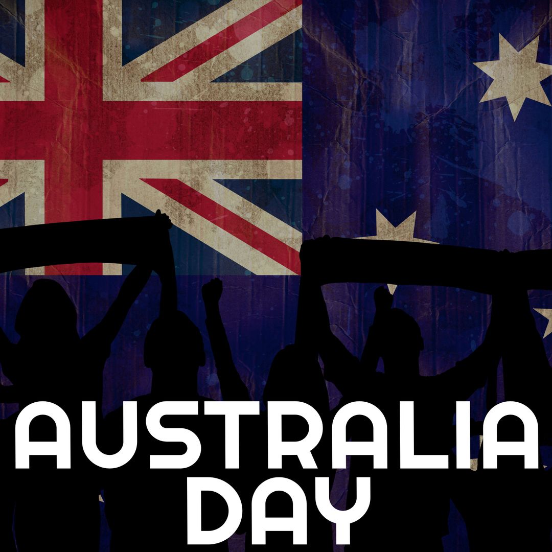 Australia Day Celebration with Flag and Silhouettes