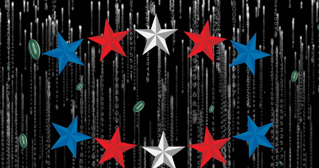 Rugby Stars and Data Streams on Black Background