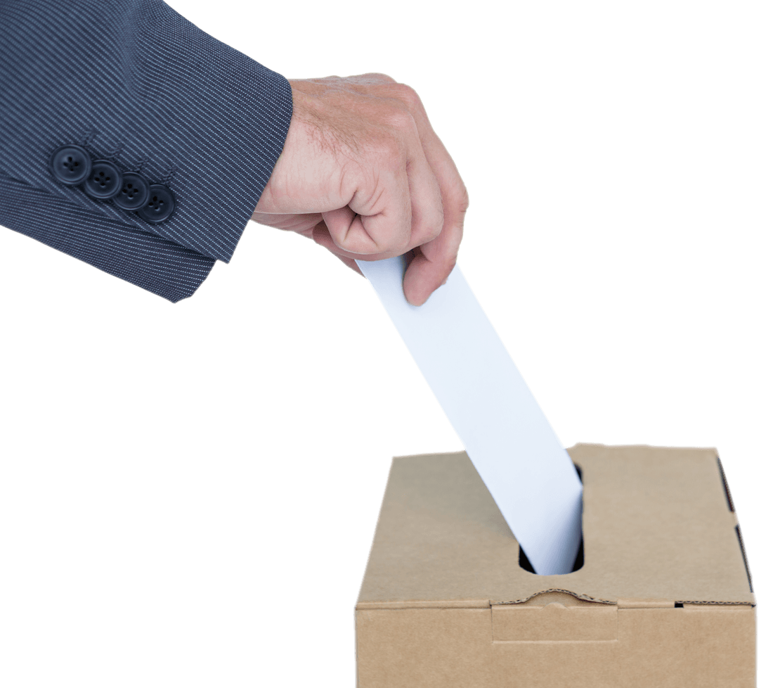 Businessman Voting with Transparent Ballot Box