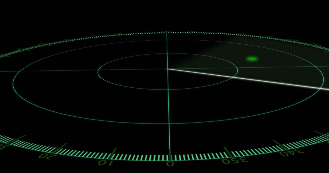 Top View of Green Digital Radar Display with Moving Signals
