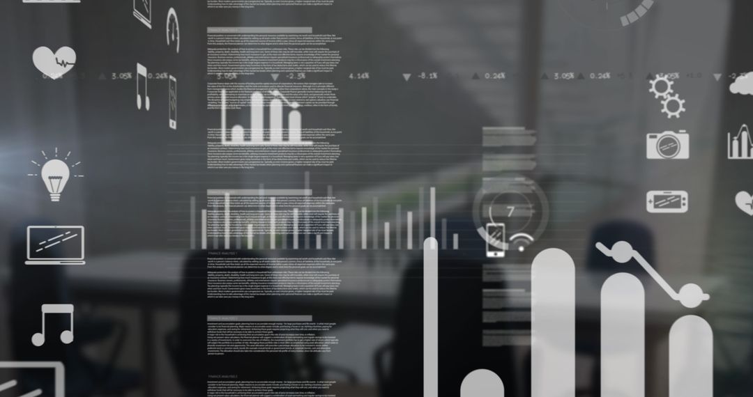 Futuristic Digital Interface with Data and Icons