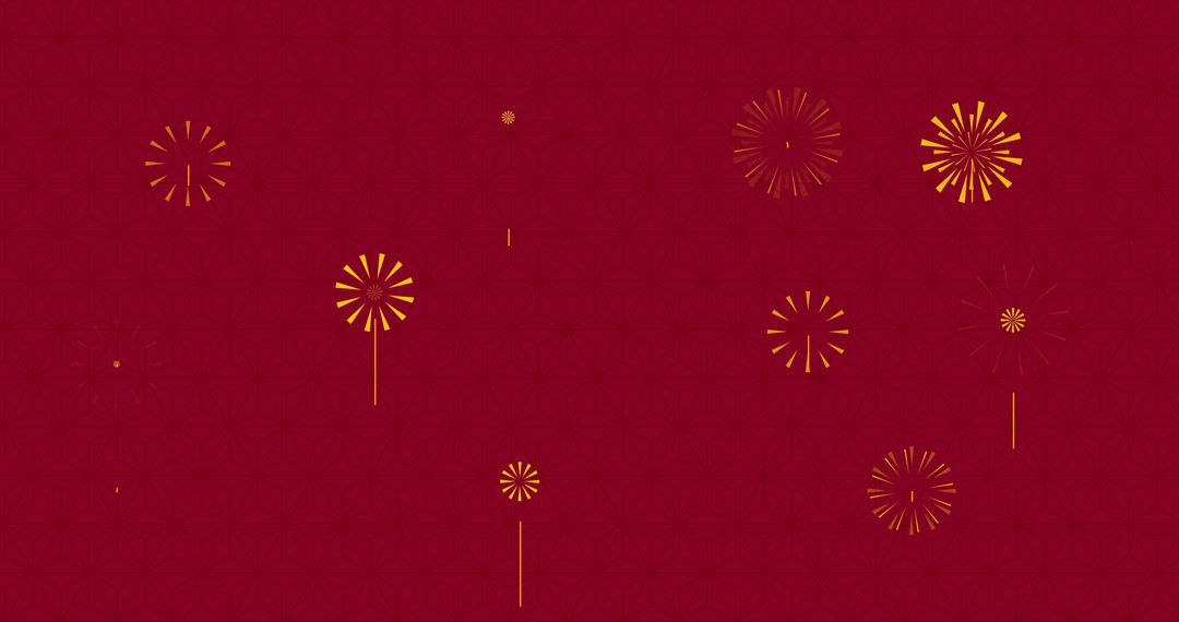 Festive Fireworks on Red Background for Chinese New Year