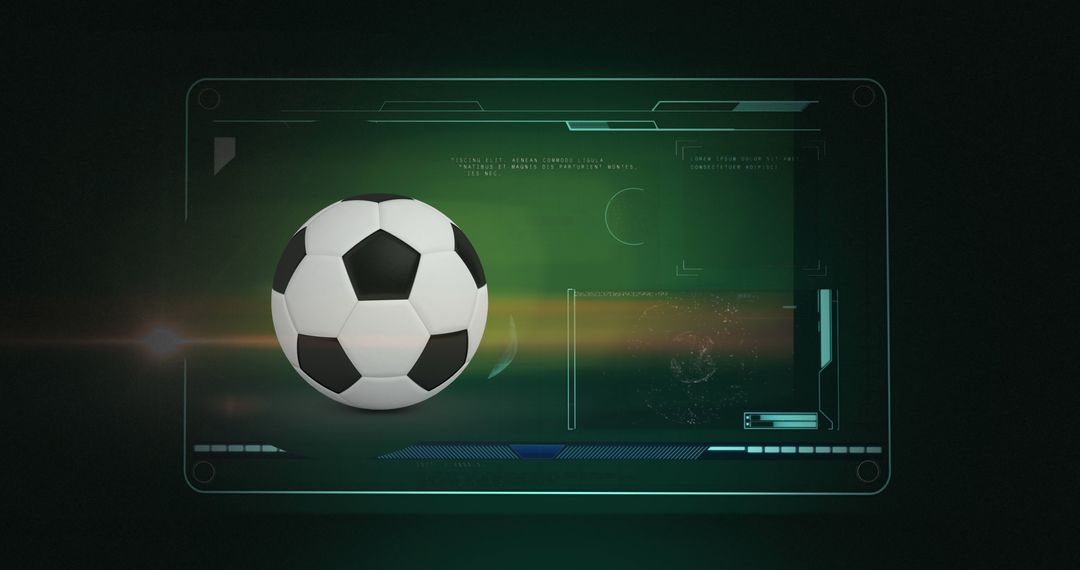 Digital Interface Overlays Football on Black Technology Background