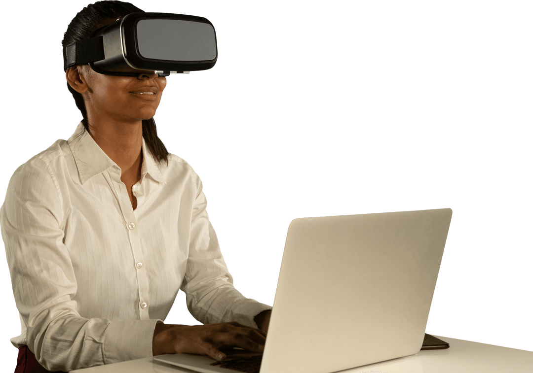 Transparent Multi-ethnic Professional Experiencing Virtual Reality