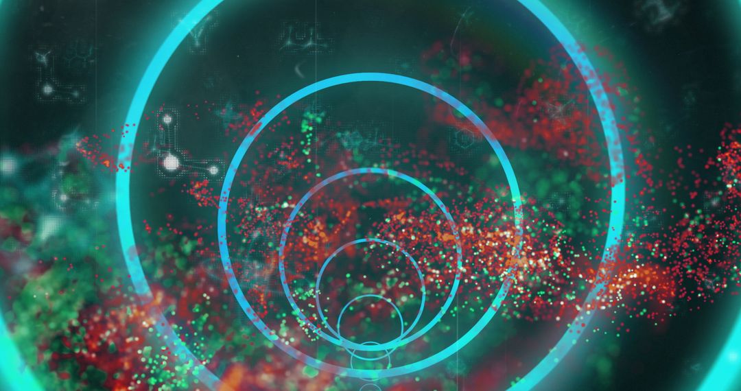 Neon Circle Pattern with Dynamic Light Trails Motion Background