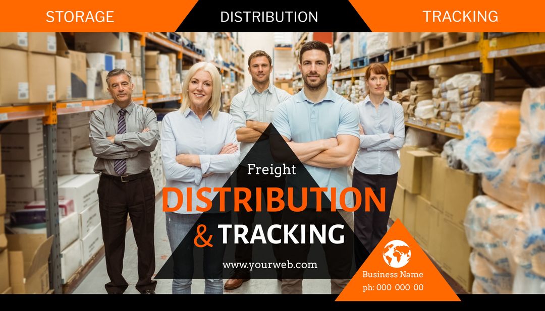 Logistics Team in Warehouse Promoting Storage, Distribution, Tracking Services - Download Free Stock Templates Pikwizard.com