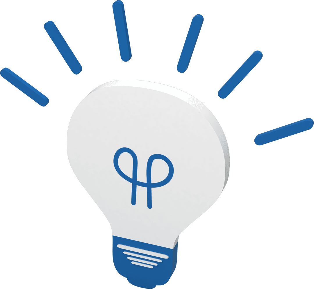 Transparent Lightbulb Icon with Artistic Design and Blue Details
