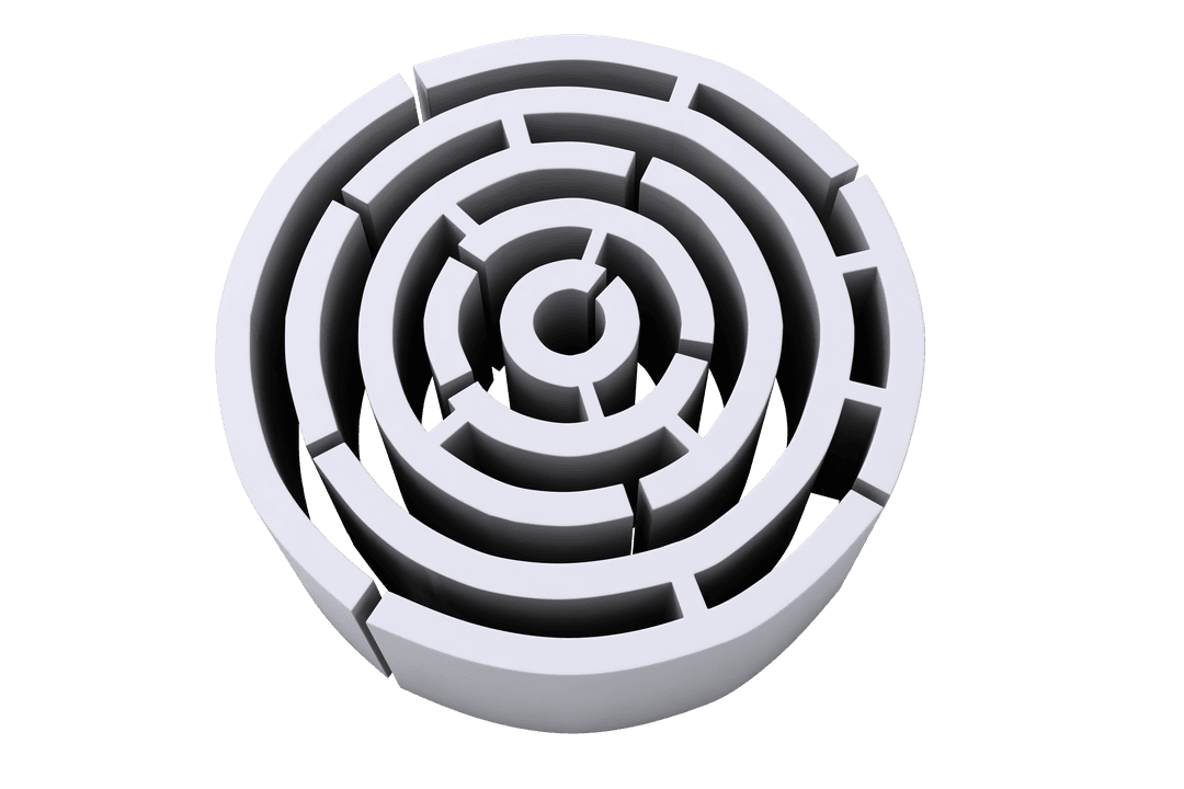 Circular Labyrinth on Transparent Background for Puzzle Concept Design