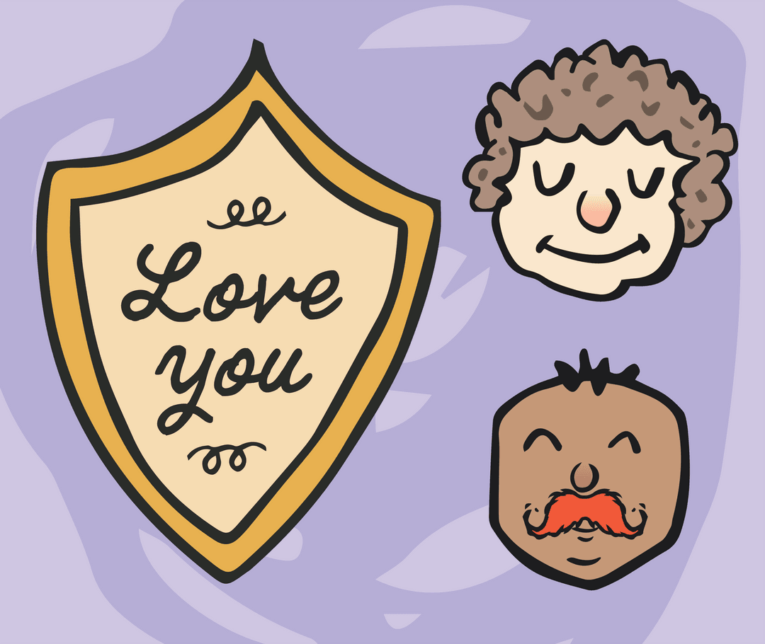 Cute Illustration of Love You Text with People on Transparent Background