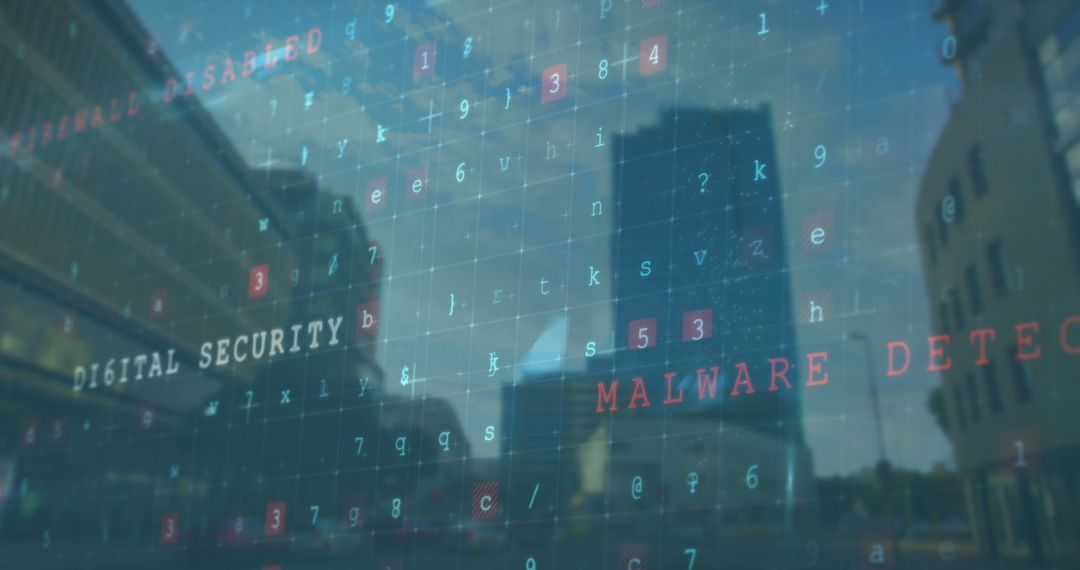 High-Tech Digital Security Overlapping Cityscape