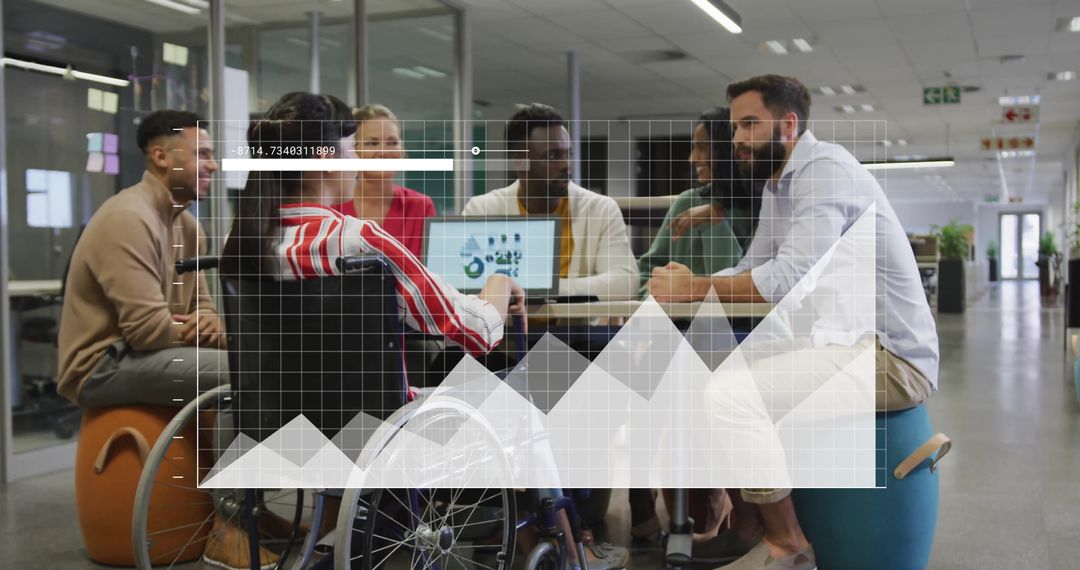 Multiracial Colleagues Discussing Data Insights in Modern Office Setting