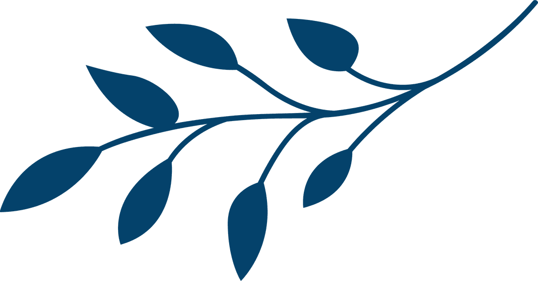 Minimalist Botanical Illustration with Deep Blue Twig, Transparent Background