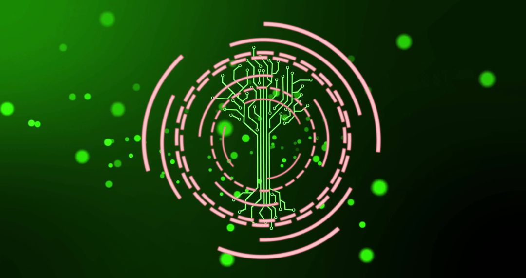 Futuristic Circuit Tree Symbolizing Green Technology Innovation