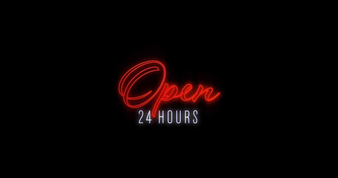 24/7 Open Neon Sign on Black Background