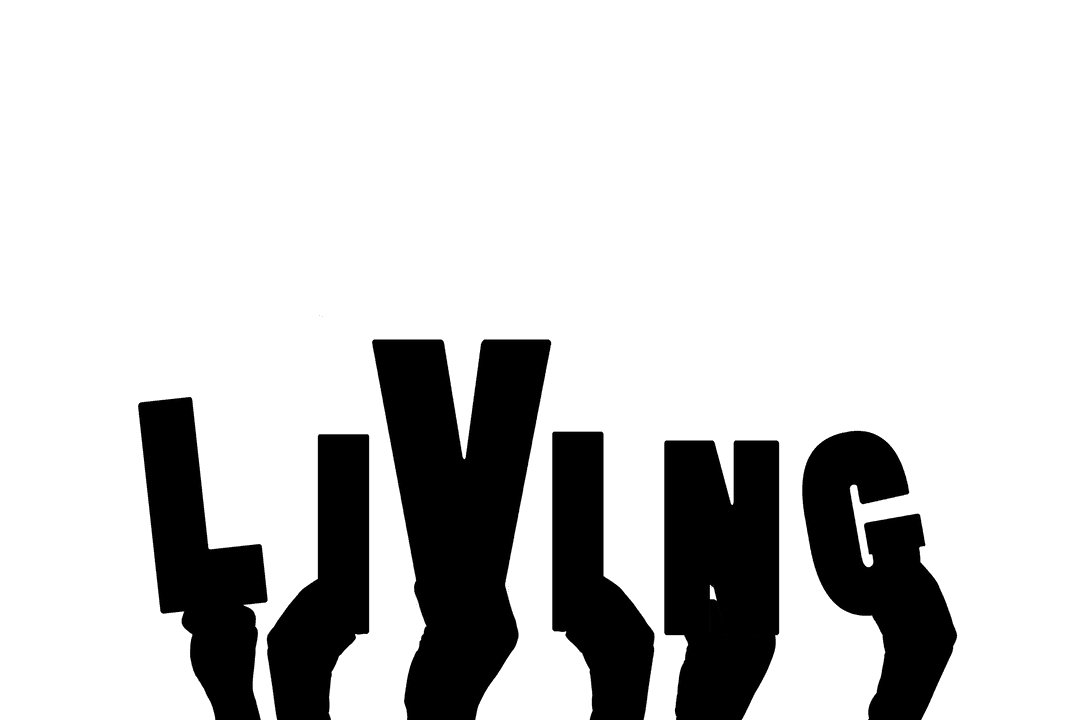 Hands Holding Living Text on Transparent Background