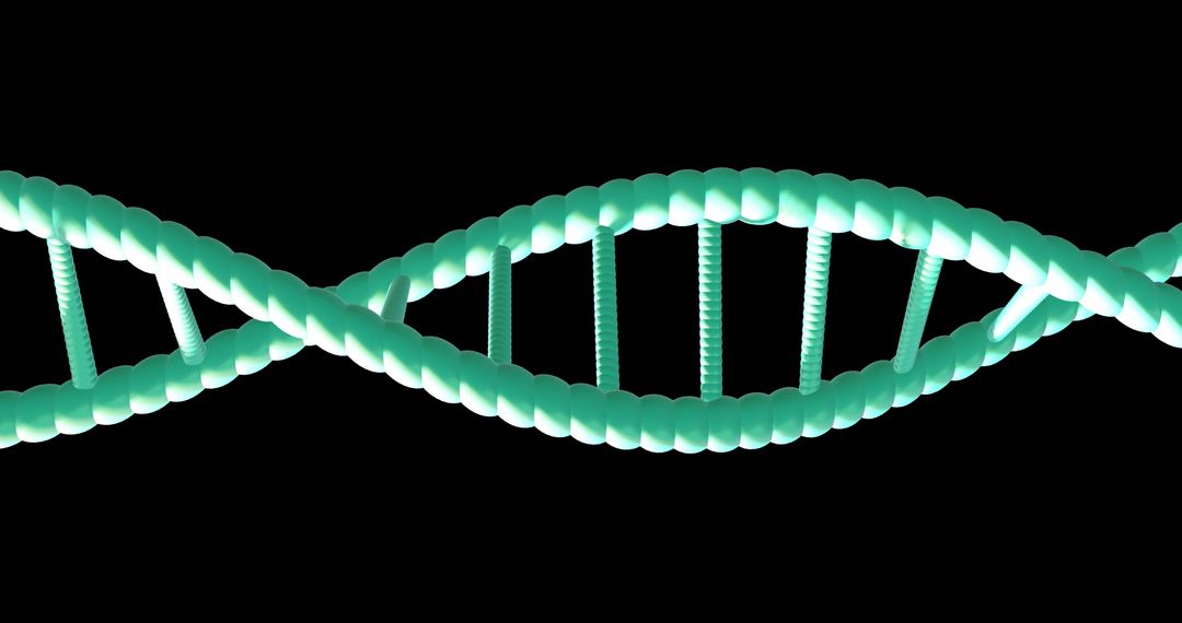 Glowing DNA Helix on Black Background for Science and Technology Themes