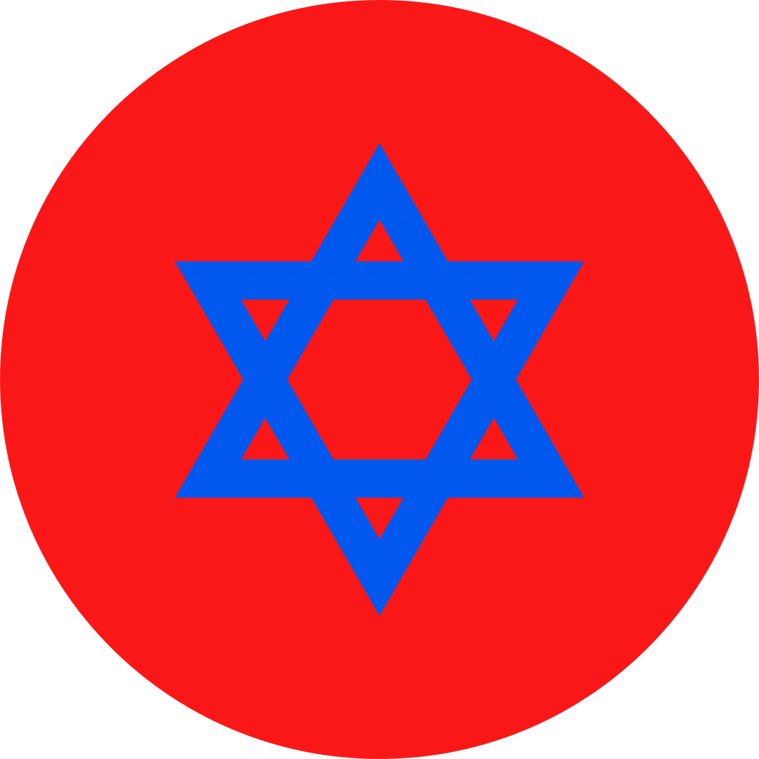 Blue Hexagram on Red Circle with Transparent Background