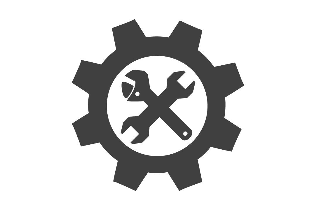 Transparent Gear and Crossed Wrenches Icon on Clear Background