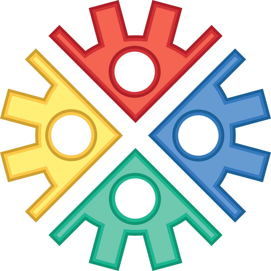 Colorful Geometric Cogwheel Design on Transparent Background