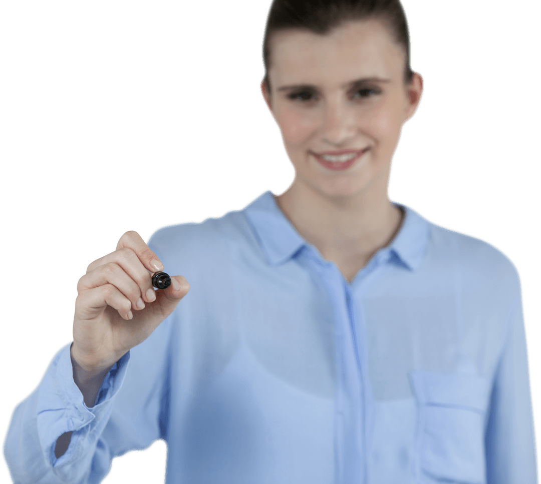 Businesswoman Writing on Transparent Digital Screen Close-Up