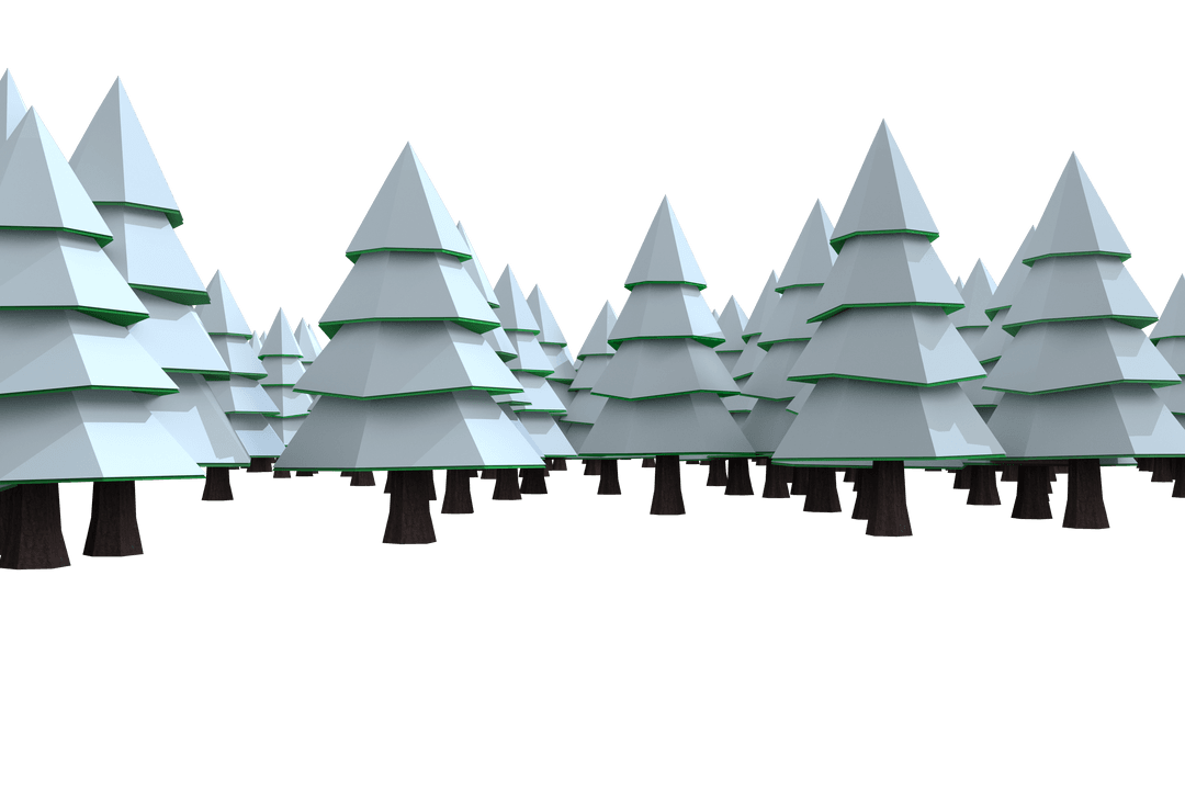 Digital Illustration of Layered Christmas Trees on Transparent Background