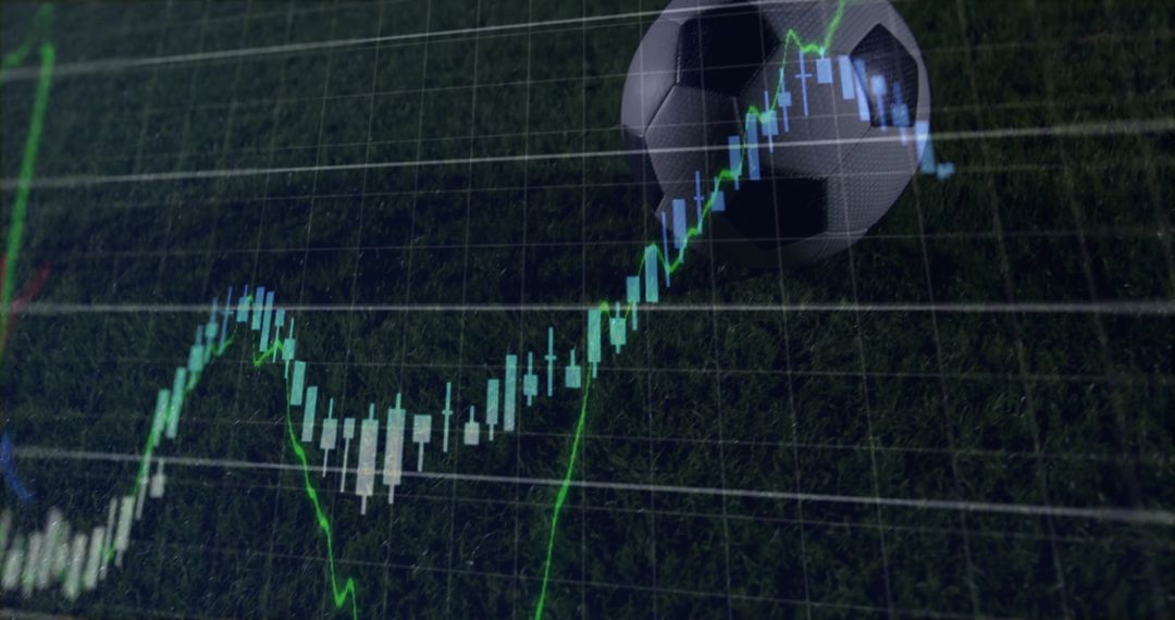 Soccer Ball on Field with Overlay of Analytic Chart and Trends
