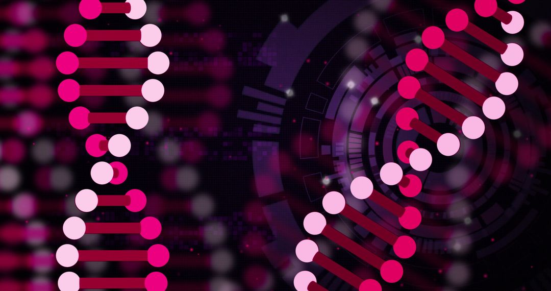 Digital DNA Strand with Futuristic Sci-Fi Scan Background