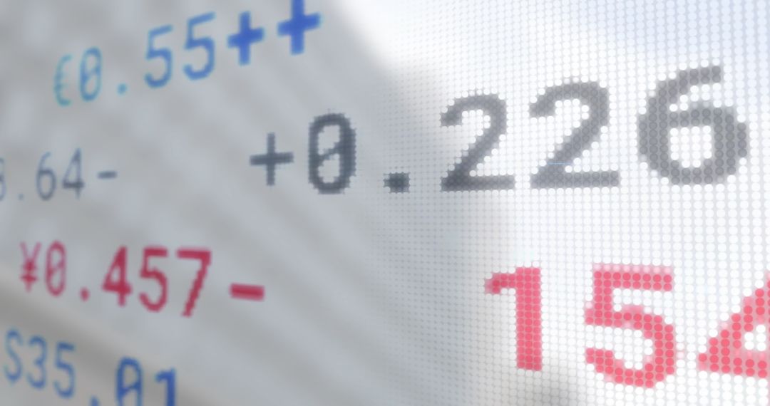 Digital Stock Market Data Overlaid on Cityscape