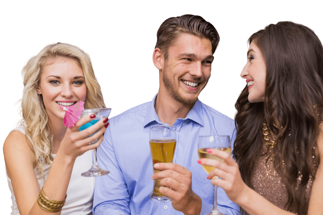 Elegant Party Gathering Friends Enjoying Drinks Transparent Background