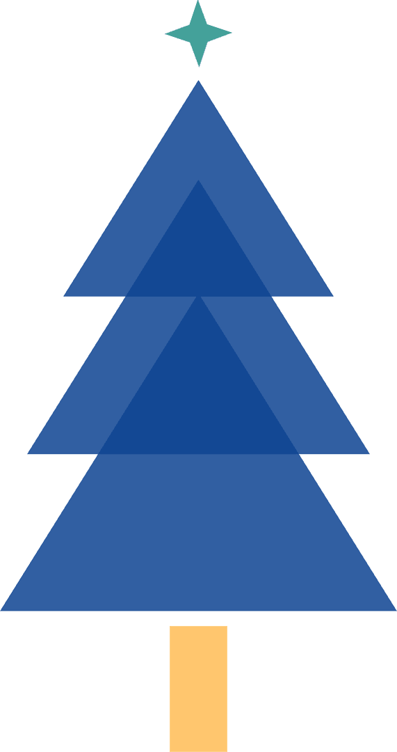 Minimalist Blue Christmas Tree Icon on Transparent Background