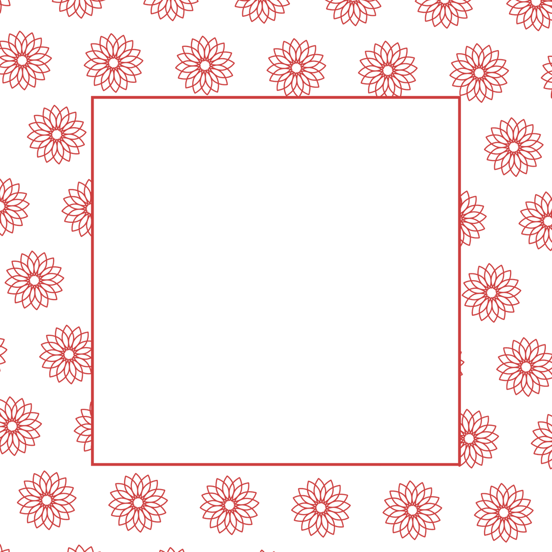 Floral Frame with Copy Space on Transparent Background