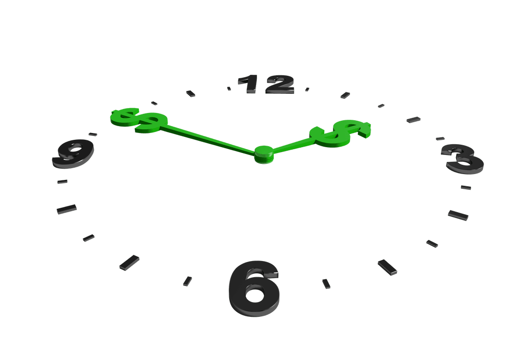 Transparent Modern Clock with Dollar Sign Hands