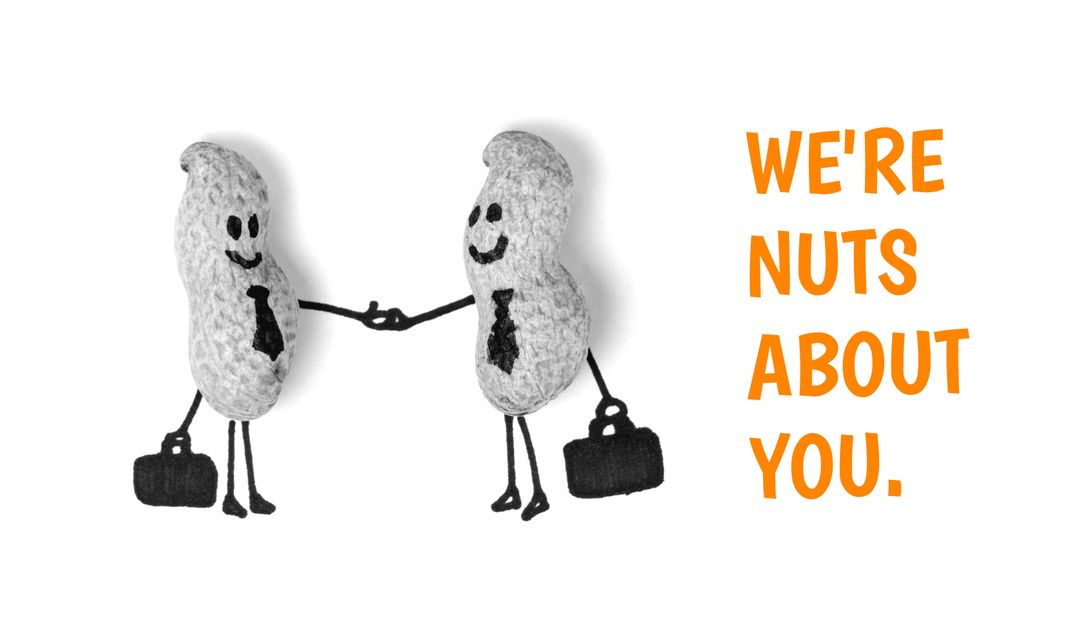 Animated Peanuts Shaking Hands With Playful Message