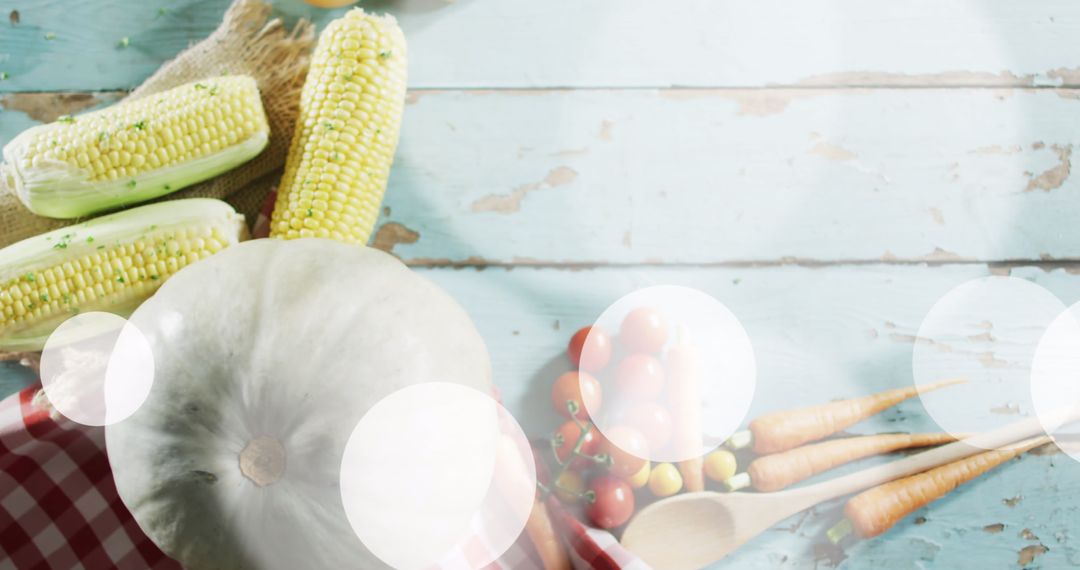 Rustic Autumn Vegetables on Vintage Wooden Surface