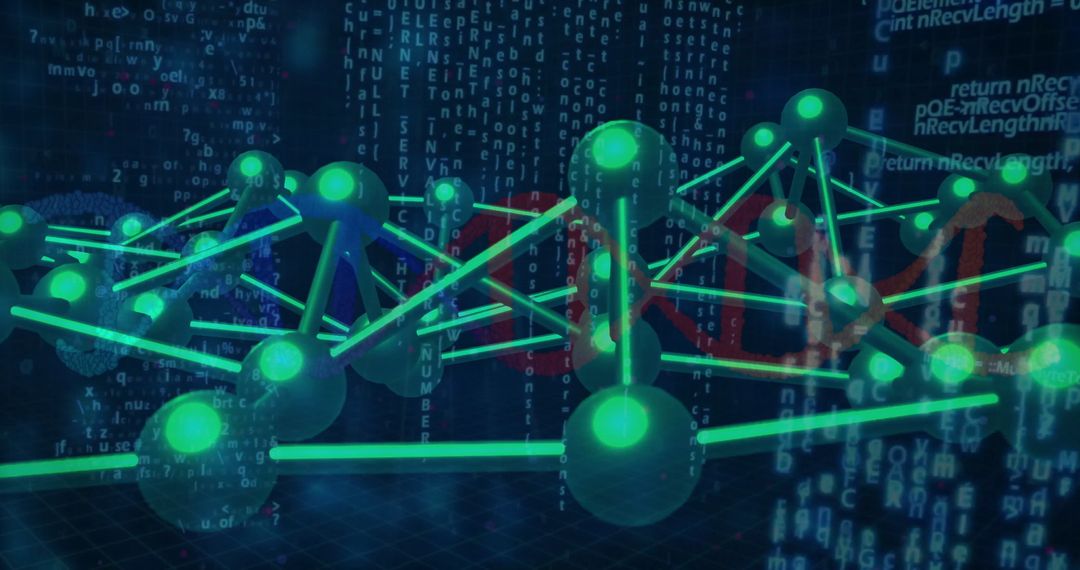 Futuristic Glowing Network Design with Digital Code Elements