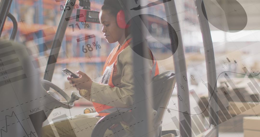 Warehouse Worker Analyzing Digital Data Fusion