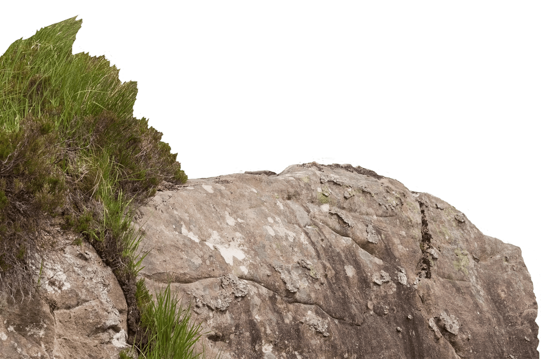 Transparent Rocky Mountainside with Green Grass