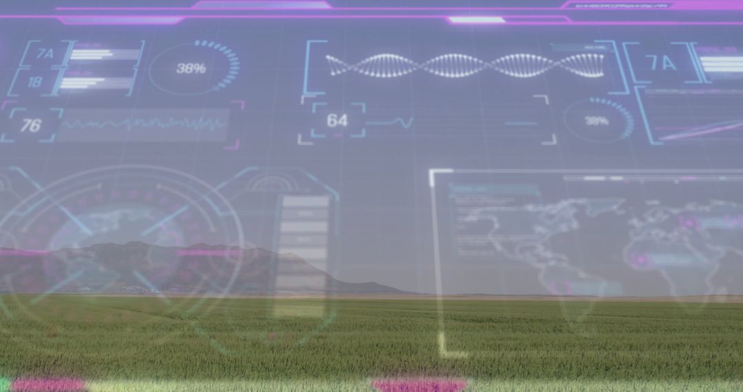 Futuristic Data Interface Overlays Nature Landscape